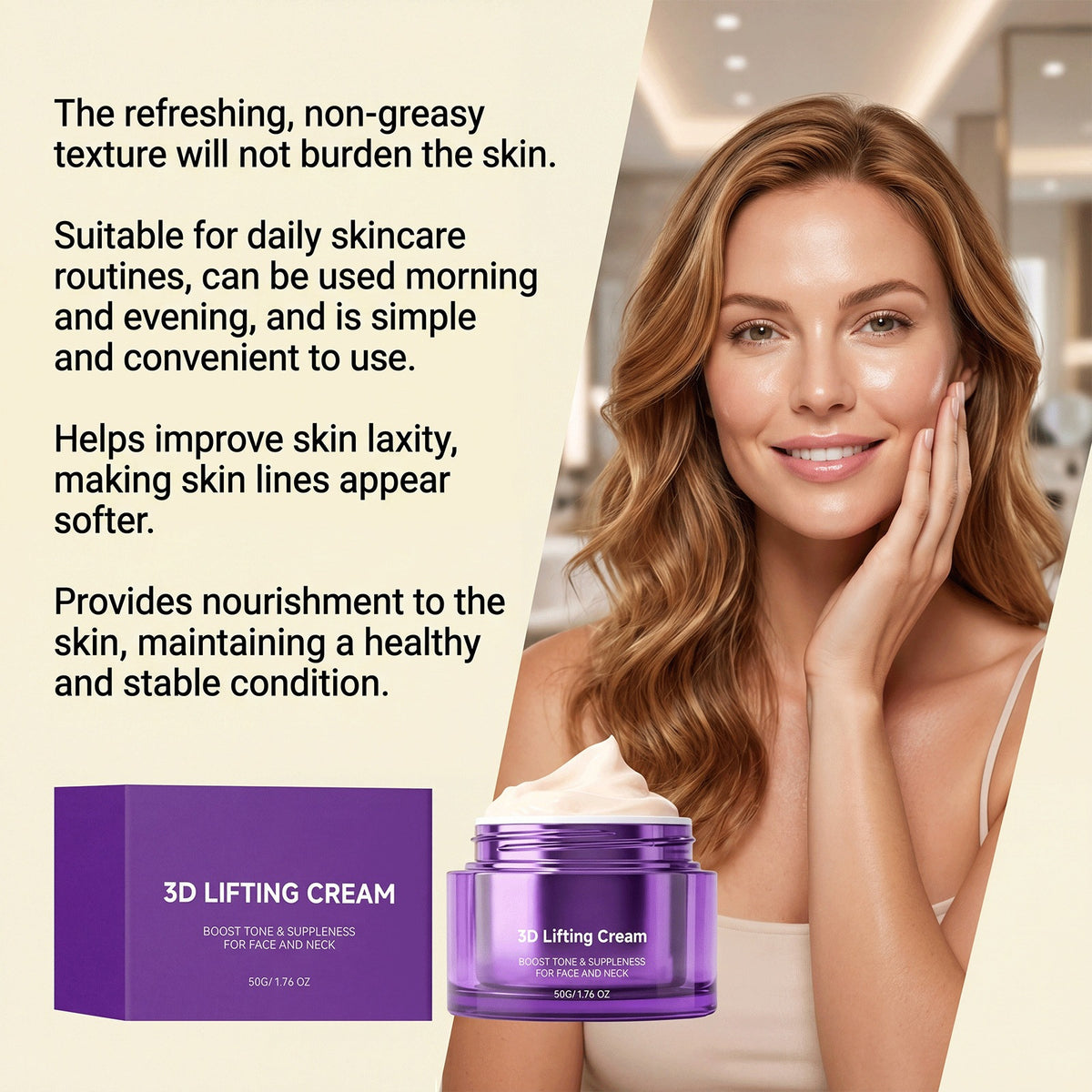 3D Lifting Cream Moisturizing Face & Neck Cream for Smooth, Firm-Looking Skin