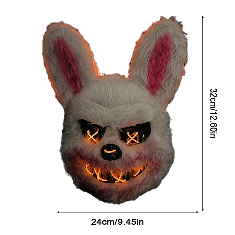 Halloween Cosplay Party Luminous LED Light Face Mask Make-Up Horror Rabbit Bear Mask Headgear Cartoon Animal Carnival Head Cover