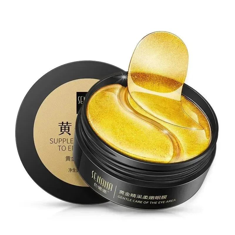 60Pcs Golden Moisturizing Eye Mask Relieve Eye Fatigue Nourish Eye Area Collagen Crystal Eye Mask Korean Skin Care Masks