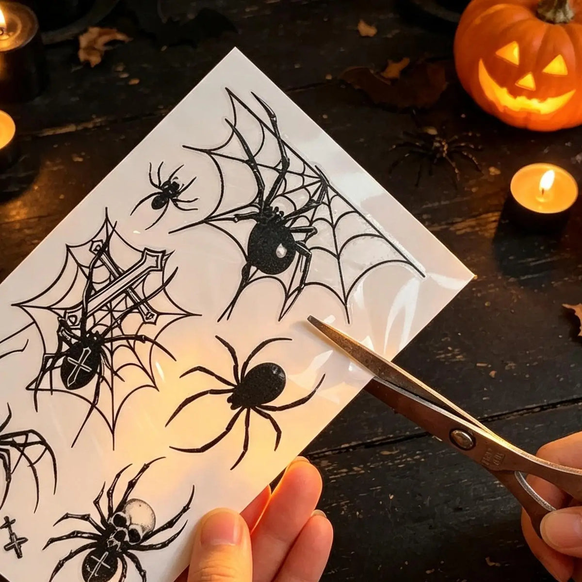 10Pcs Spider Web Tattoo Stickers for Halloween Disposable Temporary Tattoos for Men Women Face Makeup Body Art Decration Tattoos