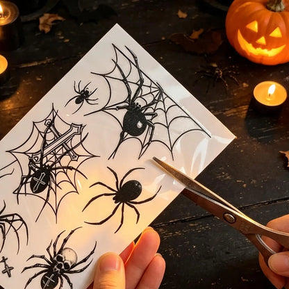 10Pcs Spider Web Tattoo Stickers for Halloween Disposable Temporary Tattoos for Men Women Face Makeup Body Art Decration Tattoos