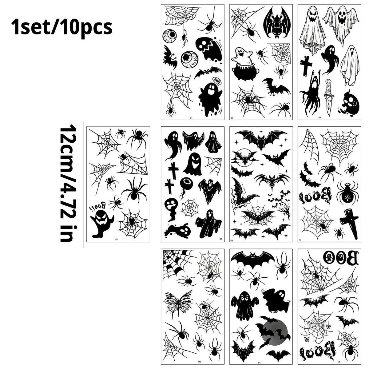10Pcs Spider Web Tattoo Stickers for Halloween Disposable Temporary Tattoos for Men Women Face Makeup Body Art Decration Tattoos