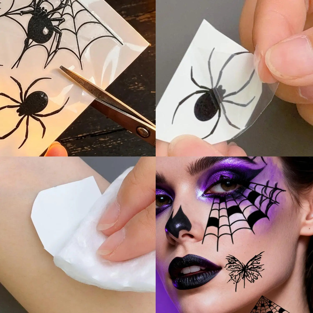 10Pcs Spider Web Tattoo Stickers for Halloween Disposable Temporary Tattoos for Men Women Face Makeup Body Art Decration Tattoos
