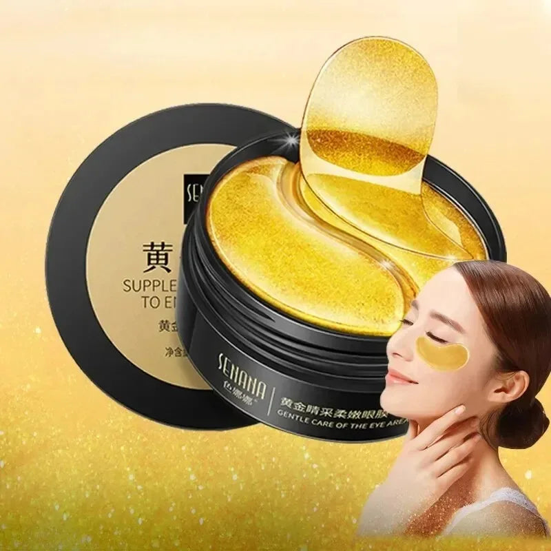 60Pcs Golden Moisturizing Eye Mask Relieve Eye Fatigue Nourish Eye Area Collagen Crystal Eye Mask Korean Skin Care Masks
