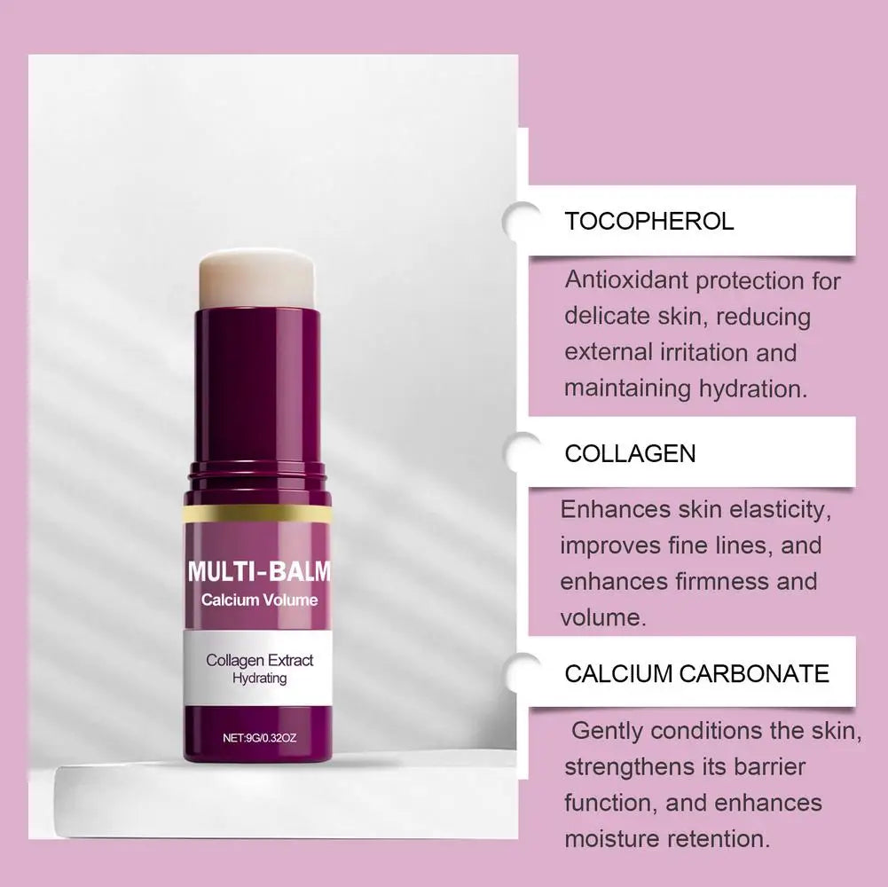 1/2/3PCS Calcium Volume Multi Balm Stick,Collagen Moisturing Stick Face Cream anti Wrinkle Hydrating for Eyes Neck Face Skincare