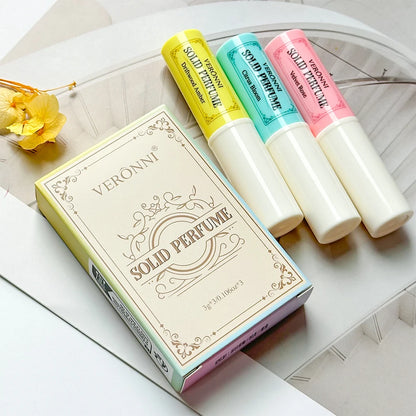 3Pcs Solid Perfume Sticks - Long-Lasting, Natural & Fresh Scent Long Lasting Fragrance Portable Pocket Solid Balm for Dating