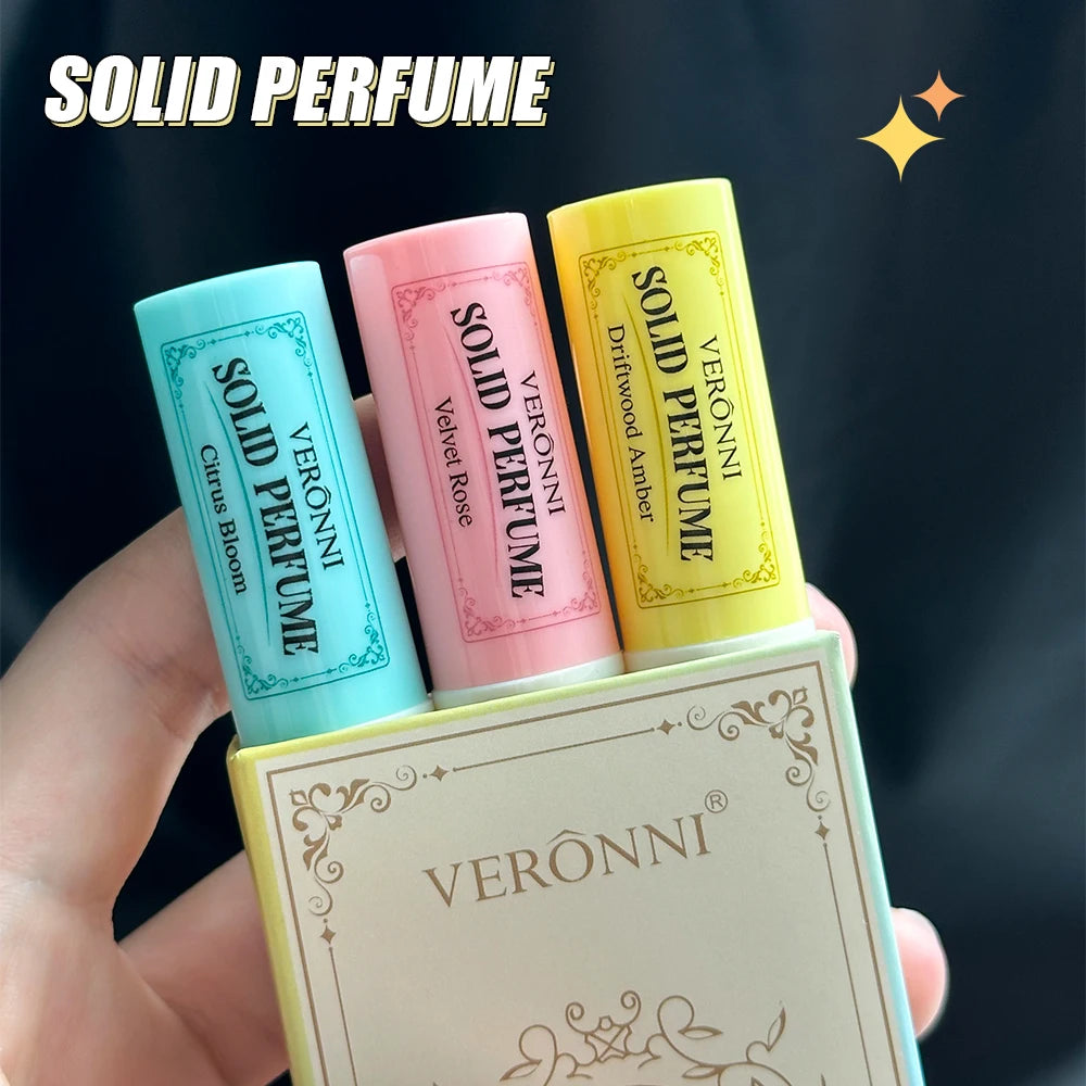 3Pcs Solid Perfume Sticks - Long-Lasting, Natural & Fresh Scent Long Lasting Fragrance Portable Pocket Solid Balm for Dating