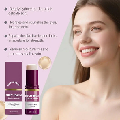1/2/3PCS Calcium Volume Multi Balm Stick,Collagen Moisturing Stick Face Cream anti Wrinkle Hydrating for Eyes Neck Face Skincare