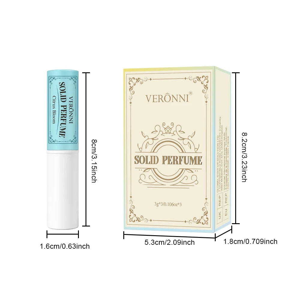 3Pcs Solid Perfume Sticks - Long-Lasting, Natural & Fresh Scent Long Lasting Fragrance Portable Pocket Solid Balm for Dating