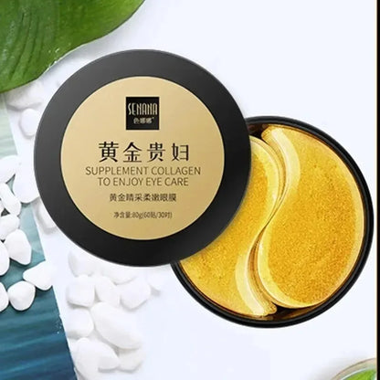 60Pcs Golden Moisturizing Eye Mask Relieve Eye Fatigue Nourish Eye Area Collagen Crystal Eye Mask Korean Skin Care Masks