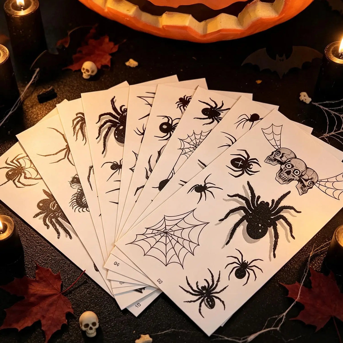 10Pcs Spider Web Tattoo Stickers for Halloween Disposable Temporary Tattoos for Men Women Face Makeup Body Art Decration Tattoos