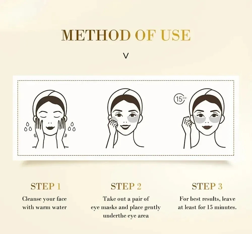 60Pcs Golden Moisturizing Eye Mask Relieve Eye Fatigue Nourish Eye Area Collagen Crystal Eye Mask Korean Skin Care Masks